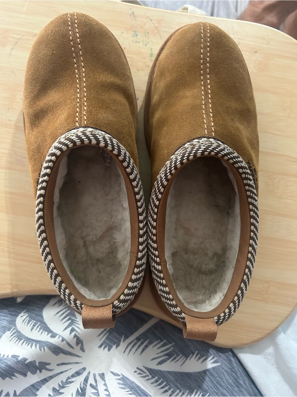 UGG Women's Tan Slip-On Suede Slippers